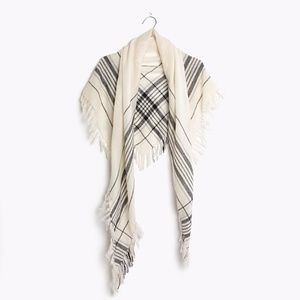 Madewell Plaid Wool Triangle Scarf Cream & Black